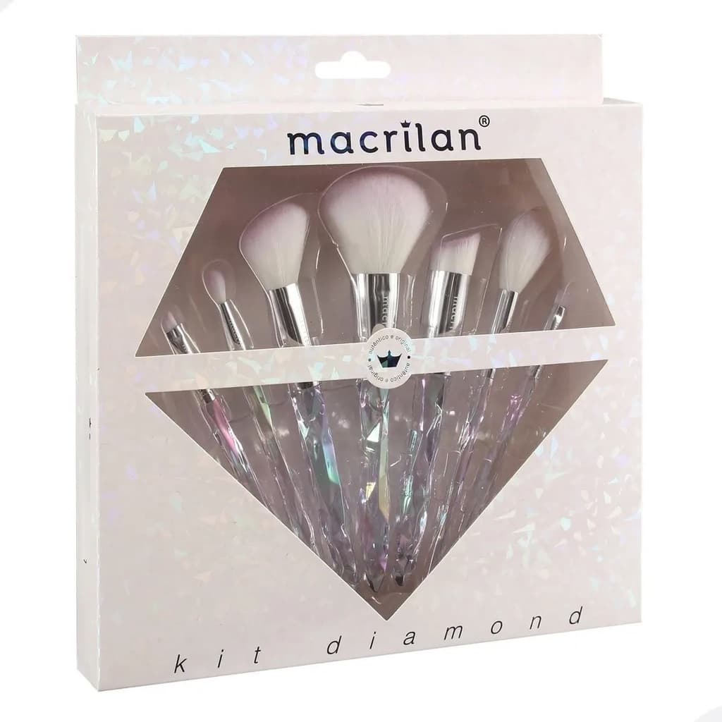 Kit C/7 Pincéis Profissionais Diamond Macrilan Ed003 Cor Branco